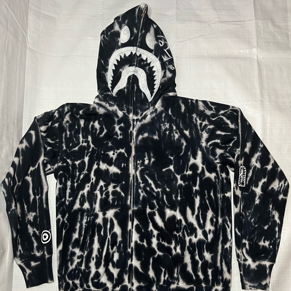 **SOLD** Bape Tie Dye PONR Shark Full Zip Hoodie Large